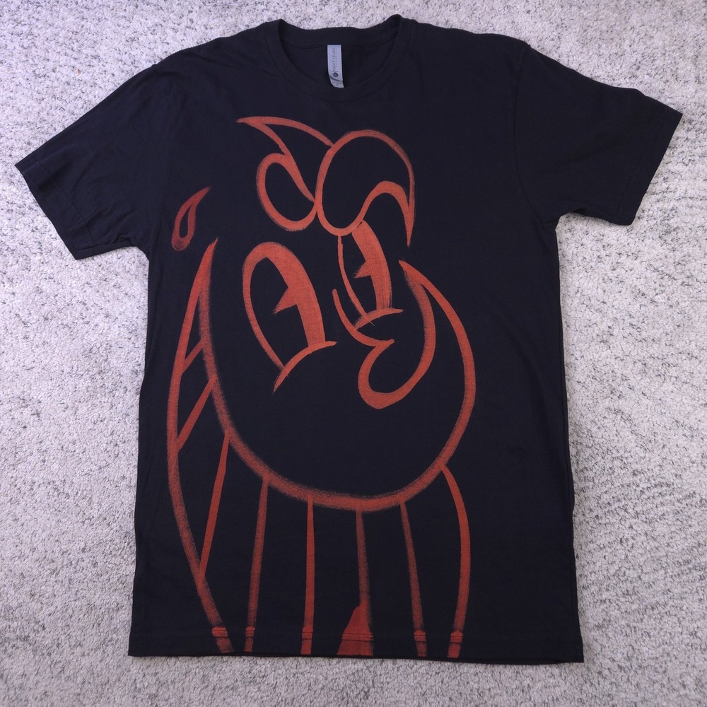Atomik Atomiko T-Shirt Mens Medium Orange Graffiti Miami 2010s Big Logo Black
